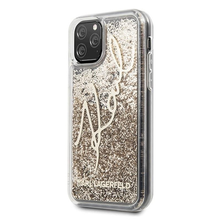 Karl Lagerfeld Signature Glitter Case - pouzdro pro iPhone 11 Pro (zlaté)