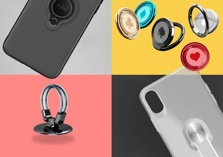 PURO Magnet Ring Cover - Coque iPhone SE (2022 / 2020) / 8 / 7 avec poignée magnétique (noir)