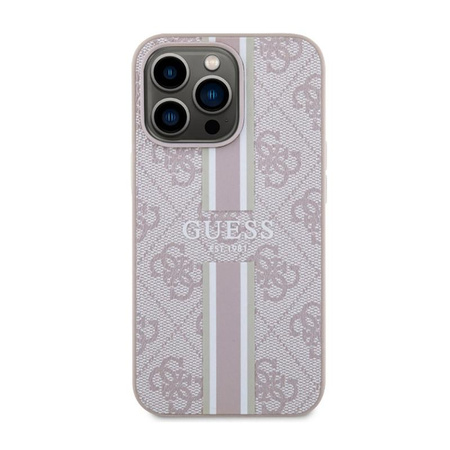 Guess 4G Printed Stripes MagSafe - pouzdro pro iPhone 13 Pro (růžové)