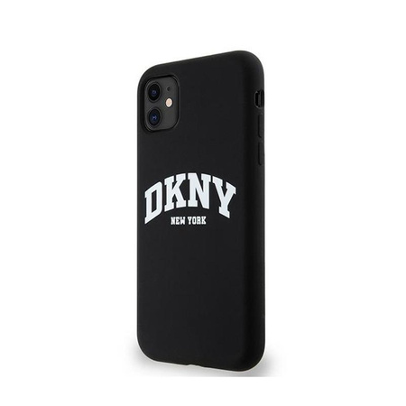 DKNY Liquid Silicone fehér nyomtatott logóval MagSafe - iPhone 11 tok (fekete)