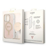 Guess Bundle Pack MagSafe 4G - Set aus hülle für iPhone 14 Pro + MagSafe Ladegerät (Pink/Gold)