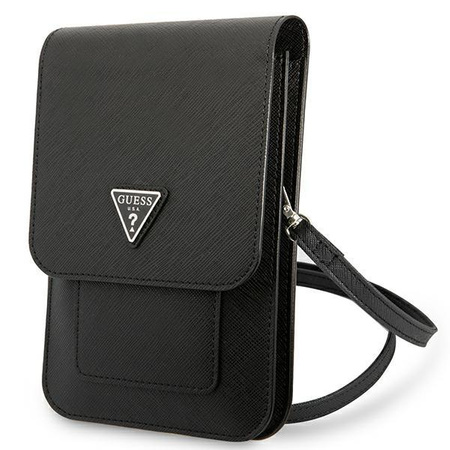 Guess Wallet Saffiano Triangle Logo Phone Bag - Smartphone- und Zubehörtasche (Schwarz)