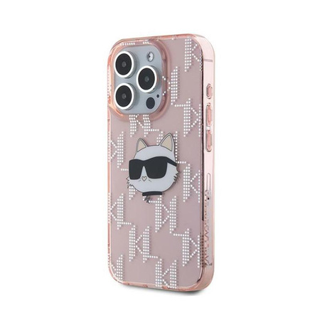 Karl Lagerfeld IML Choupette Kopf & Monogramm - iPhone 15 Pro Tasche (rosa)