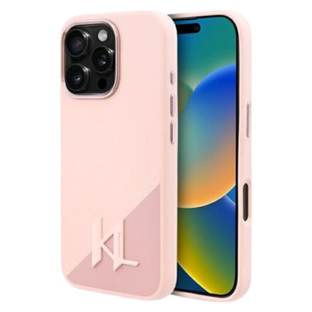 Karl Lagerfeld Silikon Schatten Metall Initial MagSafe - iPhone 16 Pro Max Fall (rosa)