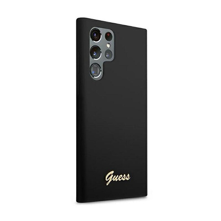 Guess Silicone Script Metal Logo - Etui Samsung Galaxy S22 Ultra (noir)