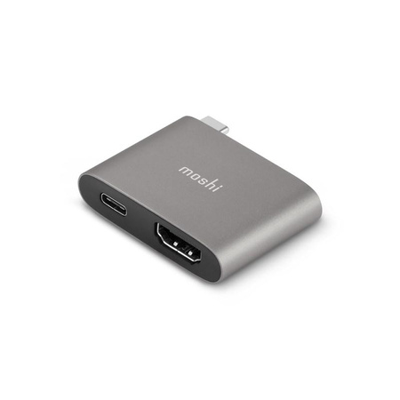 Moshi USB-C Adapter - Adapter for HDMI 4K and HDR with 60W Power Delivery charging support (Titanium Gray)