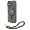 Guess IML Glitter With Pearl Strap MagSafe - iPhone 16 Tasche (schwarz)