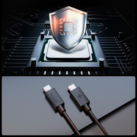 CZARNY KABEL SPIGEN USB C 2M SZYBKIE ŁADOWANIE, Odporny, Wytrzymały, PD 60W