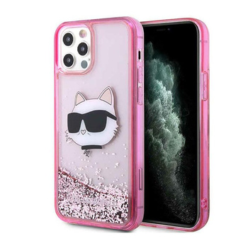 Karl Lagerfeld Liquid Glitter NFT Choupette Head - Hülle für iPhone 12 / iPhone 12 Pro (Pink)