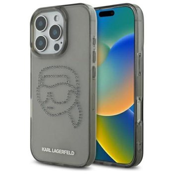 Karl Lagerfeld IML Rhinestones Karl Head - pouzdro pro iPhone 16 Pro Max (černé)