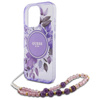 Guess IML Flowers With Pearl Strap MagSafe - Case for iPhone 16 Pro Max (Purple)