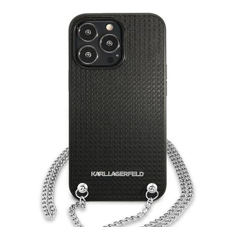 Karl Lagerfeld Leather Textured and Chain - iPhone 13 Pro Case (black)