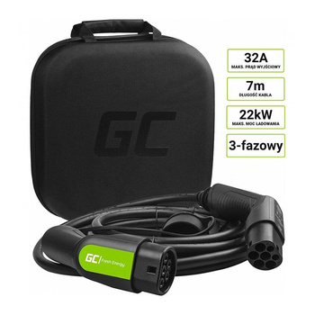 Green Cell - GC EV Type 2 22kW 7m kabel pro nabíjení Tesla Model 3 / S / X, Leaf, ZOE, i3, ID.3, I-Pace, E-Tron, Taycan