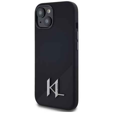 Karl Lagerfeld Silicone Shadow Metal Initial MagSafe - Hülle für iPhone 15 (schwarz)