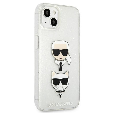 Karl Lagerfeld Glitter Karl & Choupette Head - iPhone 13 Case (silver)