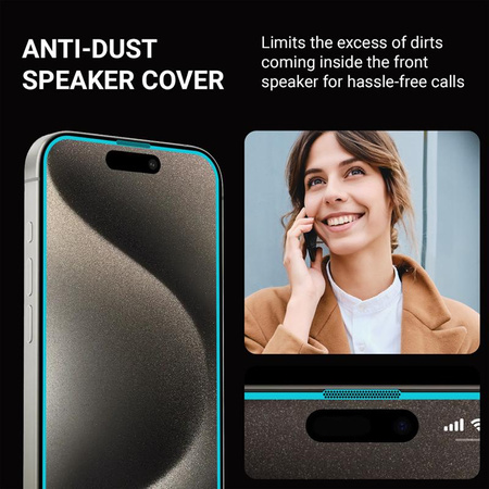 Crong Anti-Bacterial 3D Armour Glass - 9H full screen tempered glass for iPhone 15 Pro Max + installation frame