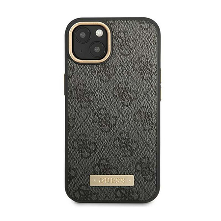 Guess 4G Logo Plate MagSafe - Hülle für iPhone 14 Plus (Schwarz)