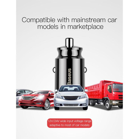 Baseus Grain - Autoladegerät 2 x USB, 5 V / 3,1 A (schwarz)