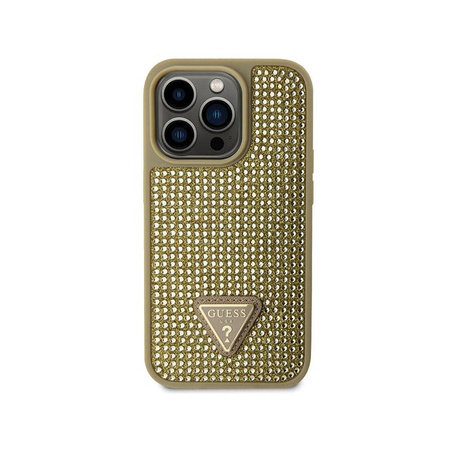 Guess Rhinestone Triangle - iPhone 14 Pro Case (Gold)