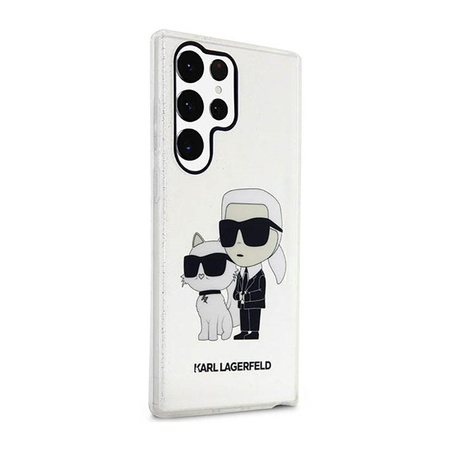 Karl Lagerfeld IML Glitter NFT Karl & Choupette - Hülle für Samsung Galaxy S23 Ultra (Klar)