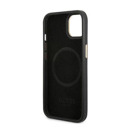 Guess 4G Logo Plate MagSafe - Hülle für iPhone 14 Plus (Schwarz)