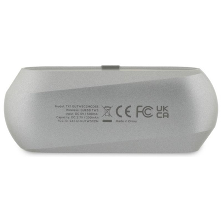 Guess Elongated Metallic Printed Logo - TWS Bluetooth Headphones + Charging Case (Gray)