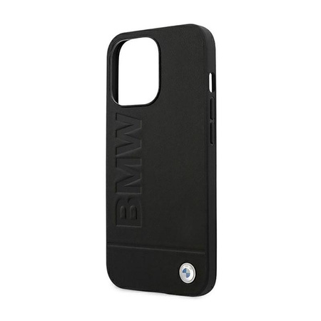 BMW Leather Hot Stamp - Étui pour iPhone 14 Pro Max (Noir)