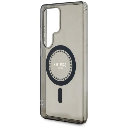 Guess Rhinestones Printed Classic Logo MagSafe - Pouzdro pro Samsung Galaxy S25 Ultra (černé)