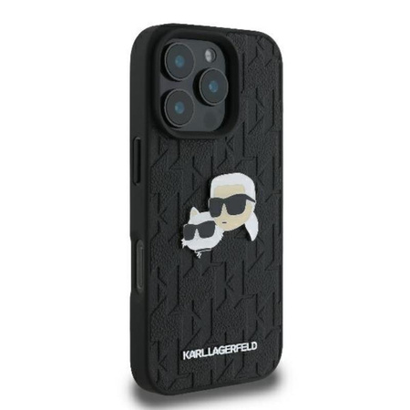 Karl Lagerfeld Monogram Karl & Choupette Head Pin - Pouzdro iPhone 16 Pro Max (černé)