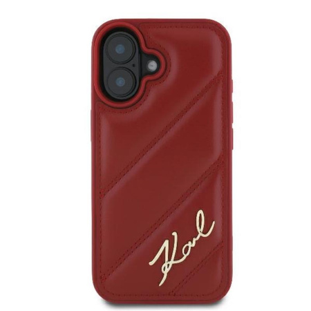 Karl Lagerfeld Quilted Signature - Pouzdro iPhone 16 (červené)