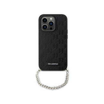 Karl Lagerfeld Saffiano Monogramm Kette - iPhone 14 Tasche (Schwarz)
