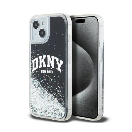 DKNY Liquid Glitter Big Logo - pouzdro pro iPhone 15 Plus / 14 Plus (černé)