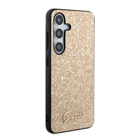 Guess Glitter Flakes Metal Logo Case - Samsung Galaxy S24 Case (Gold)