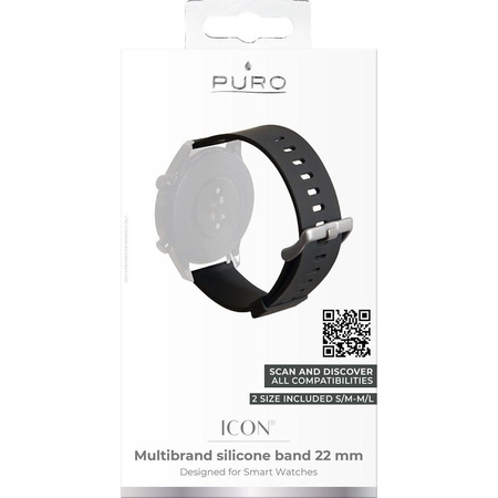 PURO ICON Multibrand Armband - Universal Smartwatch-Armband 22 mm (S/M & M/L) (schwarz)