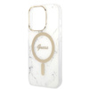 Guess Bundle Pack MagSafe IML Marble - Zestaw etui + ładowarka MagSafe iPhone 14 Pro Max (biały/złoty)