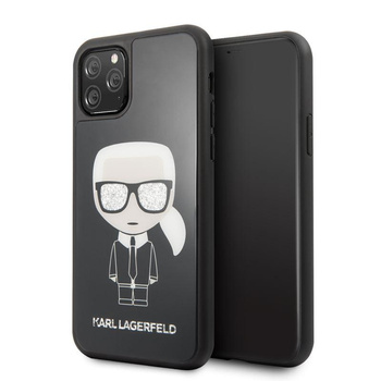 Karl Lagerfeld Double Layer Glitter Iconic - pouzdro pro iPhone 11 Pro (černé)