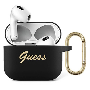 Silikonové pouzdro Guess Vintage Script - Airpods 3 (černé)