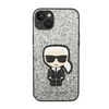 Karl Lagerfeld Glitter Flakes Ikonik - Hülle für iPhone 14 (Silber)