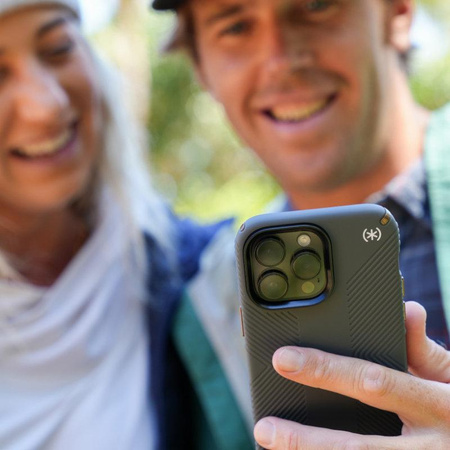 Speck Presidio2 Grip - Protiskluzový kryt pro iPhone 15 Plus / 14 Plus (uhlíková / chladná bronzová / břidlicová)