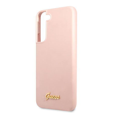 Guess Silicone Script Metal Logo  - Hülle für Samsung Galaxy S22+ (Rosa)
