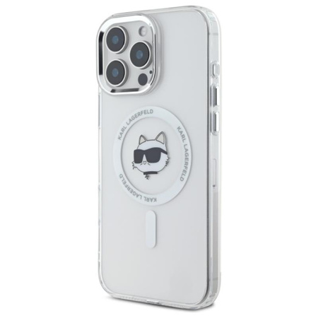 Karl Lagerfeld IML Metal Choupette Head MagSafe - Hülle für iPhone 16 Pro Max (weiß)