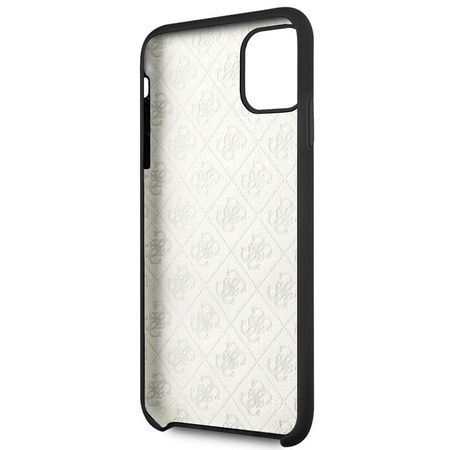 Guess Silicone 4G Tone to Tone - Coque iPhone 11 Pro Max (Noir)
