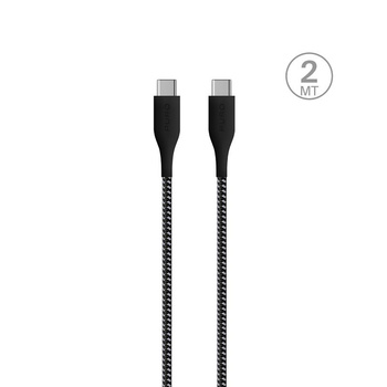 PURO Fabric Ultra Strong - odolný opletený kabel USB-C / USB-C 2m (černý)