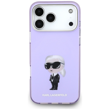 Karl Lagerfeld IML Aquarelle Karl & Choupette & Logo MagSafe - iPhone 17 Pro Max Hülle (Lila)