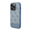 Guess 4G Bottom Stripe Metal Logo Collection - Coque pour iPhone 15 Pro Max (bleu)