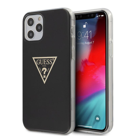 Guess Metallic Triange - Coque iPhone 12 / iPhone 12 Pro (noir)