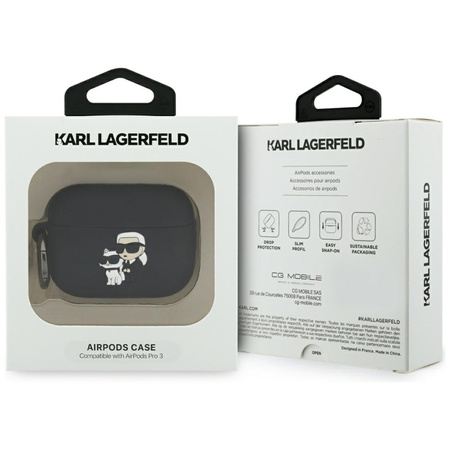 Karl Lagerfeld Silicone Karl & Choupette Head 3D - AirPods Pro 3 Case (Black)