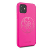 Guess Slilicon 4G Logo ton sur ton - Coque iPhone 11 (Fuchsia)