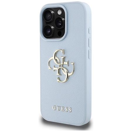 Guess Grained Big 4G Logo Small Classic Logo - Hülle für iPhone 16 Pro Max (blau)