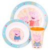 Peppa Pig - Zestaw naczyń do mikrofali (talerzyk + miska + kubek) Świnka Peppa